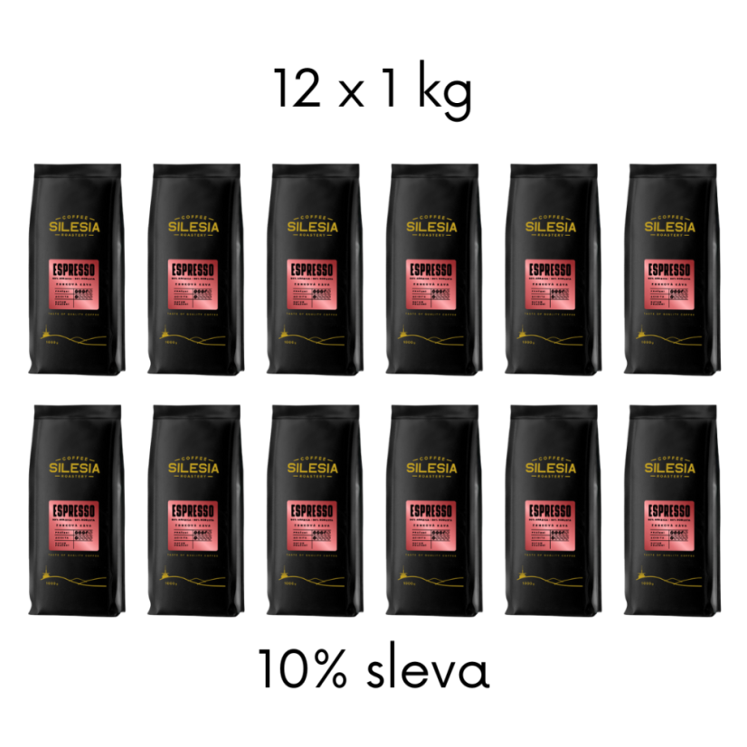 Silesia 12 x 1 kg kávy - Káva: 12 x ESPRESSO 50% Arabica 50% Robusta