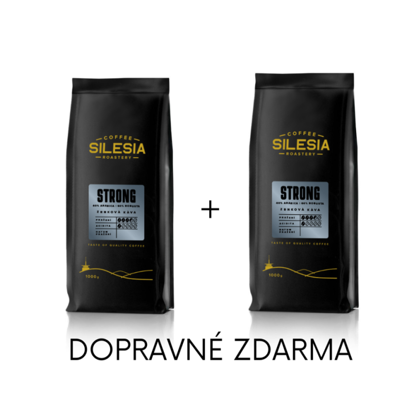 Silesia 1 kg + 1 kg (dopravné zdarma) - První kafe: Silesia STRONG 40% Arabika 60% Robusta, Druhé kafe: Silesia STRONG 40% Arabika 60% Robusta