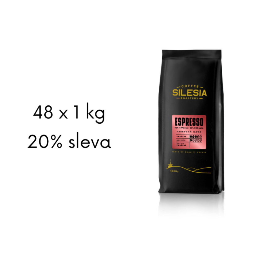 SILESIA ESPRESSO 50% Arabica 50% Robusta - Varianta: Zrnková káva, Velikost balení: 48 x 1000 g