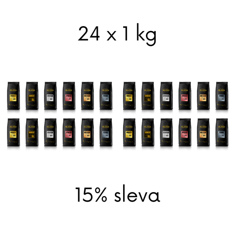 Silesia 24 x 1 kg kávy - Káva: 24 x EXTRA CREMA 80% Arabica 20% Robusta