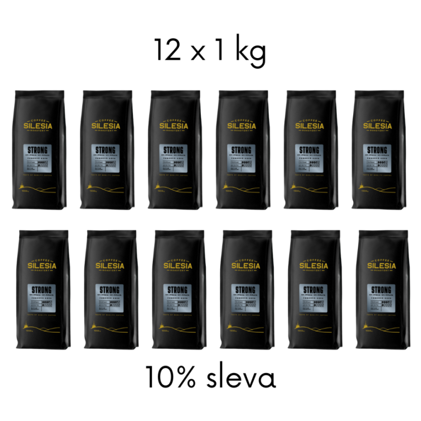 SILESIA STRONG 40% Arabika 60% Robusta - Varianta: Zrnková káva, Velikost balení: 12 x 1 kg