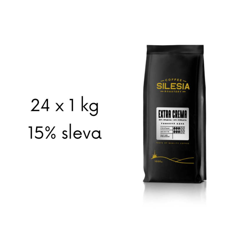 Silesia 24 x 1 kg kávy - Káva: 24 x EXTRA CREMA 80% Arabica 20% Robusta