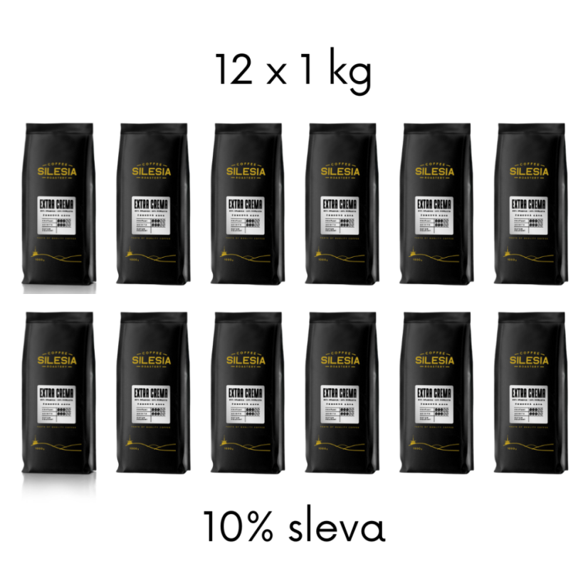 SILESIA EXTRA CREMA 80% Arabica 20% Robusta - Varianta: Zrnková káva, Velikost balení: 12 x 1 kg
