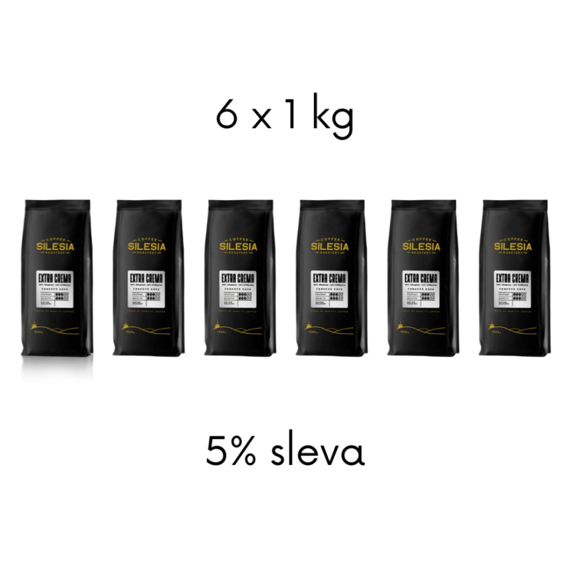 SILESIA EXTRA CREMA 80% Arabica 20% Robusta - Varianta: Zrnková káva, Velikost balení: 6 x 1000 g